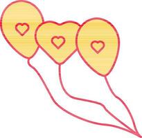 cœur symbole sur des ballons bouquet icône dans Jaune et rouge couleur. vecteur