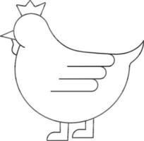 poule icône ou symbole dans mince ligne art. vecteur