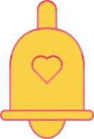l'amour ou mariage notification cloche icône dans Jaune et rouge couleur. vecteur