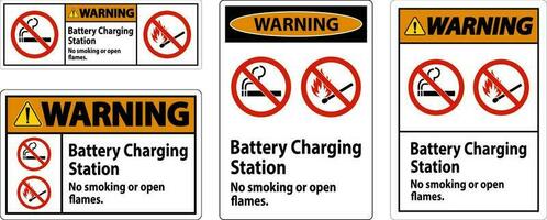 avertissement signe batterie mise en charge gare, non fumeur ou ouvert flammes vecteur