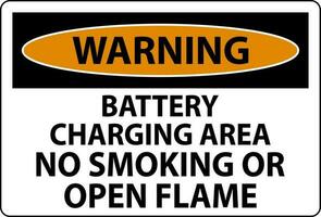 avertissement signe batterie mise en charge zone, non fumeur ou ouvert flamme vecteur