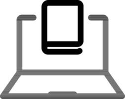 en ligne apprentissage livre de portable icône dans noir ligne art. vecteur