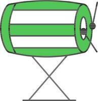 tambour avec bâton icône dans vert et blanc couleur. vecteur