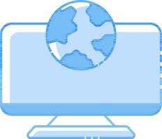 bleu Terre globe dans bureau écran icône. vecteur