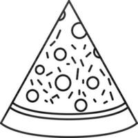 noir ligne art illustration de Pizza tranche icône. vecteur
