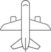 plat style avion icône dans noir ligne art. vecteur