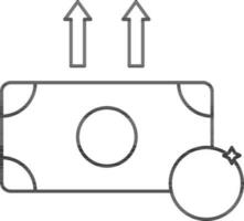 argent Envoi en cours icône dans noir ligne art. vecteur