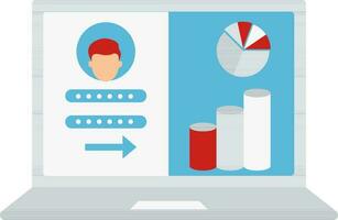 utilisateur s'identifier infographie site Internet dans portable écran pour une analyse ou financier coloré icône. vecteur