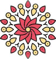 rouge et Jaune filigrane fleur mandala icône. vecteur