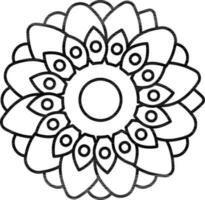 fleur ou rangoli icône dans noir contour. vecteur