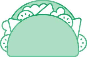 plat style tacos icône dans vert et blanc couleur. vecteur