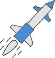 illustration de missile ou fusée icône dans bleu et gris couleur. vecteur
