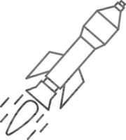 isolé missile icône dans mince ligne art. vecteur