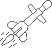 isolé missile icône dans mince ligne art. vecteur