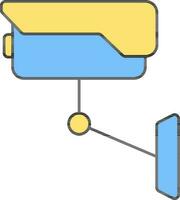 vidéosurveillance caméra plat icône dans bleu et Jaune couleur. vecteur