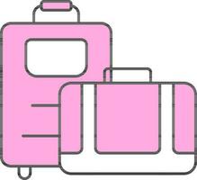 bagage Sacs icône dans rose et blanc couleur. vecteur