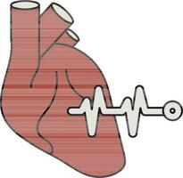 Humain cœur battre icône dans rouge et blanc couleur. vecteur