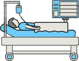 transfusion patient lit avec ecg machine icône dans bleu et gris couleur. vecteur