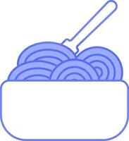 spaghetti bol icône dans blanc et bleu couleur. vecteur