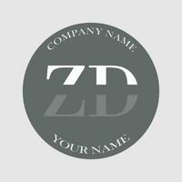 initiale zd logo lettre monogramme luxe main tiré vecteur