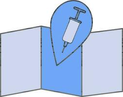 vaccin emplacement icône dans bleu couleur. vecteur