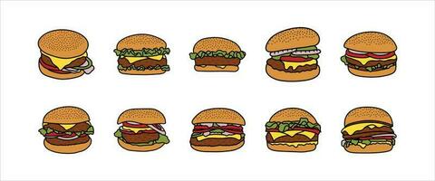 Hamburger illustration vecteur ensemble