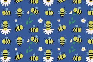 sans couture modèle mignonne les abeilles dans différent pose avec dessin animé style vecteur