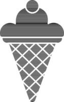 la glace crème gaufre cône icône dans noir et blanc couleur. vecteur