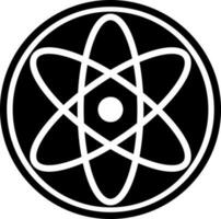 noir et blanc glyphe icône de atome dans plat style. vecteur