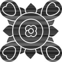 muggulu ou rangoli icône dans noir et blanc couleur. vecteur
