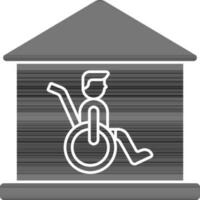 handicapé Accueil icône dans noir et blanc couleur. vecteur