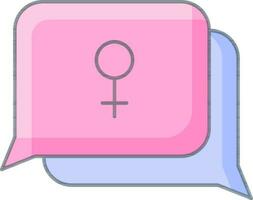 illustration de bavarder boîte avec Vénus signe icône dans rose et bleu couleur. vecteur