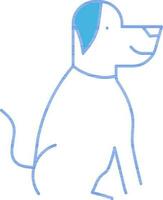 bleu ligne art chien icône dans plat style. vecteur