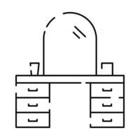 Facile meubles vecteur ligne Icônes. Accueil conception intérieur. vecteur tiroir une commode et miroir.