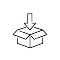 mince ligne Icônes ensemble de logistique et transport. contour symbole collection. modifiable vecteur accident vasculaire cérébral. livraison cargaison boîte avec La Flèche et expédition. nuage entrepôt.