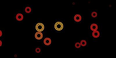 toile de fond de vecteur rouge foncé avec des symboles de virus.