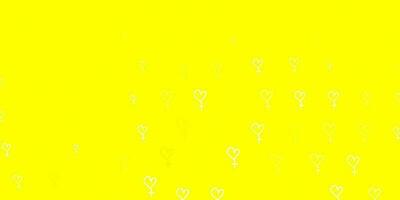texture vectorielle jaune clair avec symboles des droits des femmes. vecteur