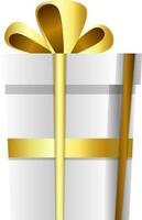 brillant d'or ruban décoré cadeau boîte dans 3d style. vecteur