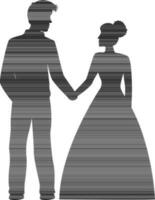 Jeune aimant couple silhouette sur blanc Contexte. vecteur
