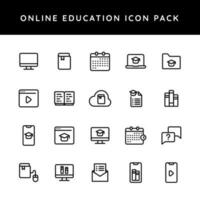 ligne art illustration de en ligne éducation icône paquet. vecteur