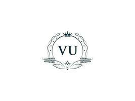 initiale vu logo lettre conception, minimal Royal couronne vu uv féminin logo symbole vecteur