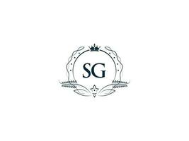 minimaliste lettre sg logo icône, monogramme sg Royal couronne logo modèle vecteur