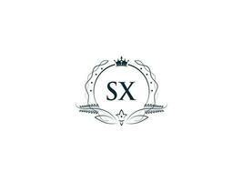 minimaliste lettre sx logo icône, monogramme sx Royal couronne logo modèle vecteur