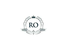 Royal couronne ro logo icône, féminin luxe ro ou logo lettre vecteur