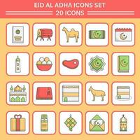 illustration de eid Al adha 20 icône s'installer plat conception. vecteur