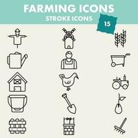 15 agriculture icône ou symbole dans accident vasculaire cérébral style. vecteur