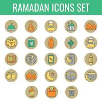 plat style coloré Ramadan islamique Festival icône ensemble. vecteur