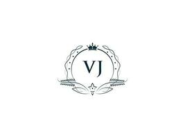initiale vj logo lettre conception, minimal Royal couronne vj jv féminin logo symbole vecteur