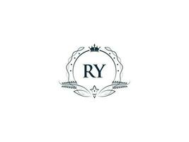 Royal couronne ry logo icône, féminin luxe ry année logo lettre vecteur