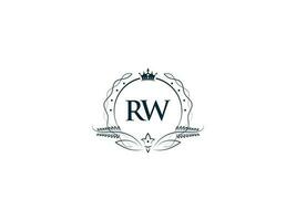 Royal couronne rw logo icône, féminin luxe rw wr logo lettre vecteur